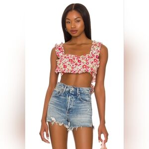 For Love And Lemons Floral Multicolor Auden Crop Top Sz Large NWT